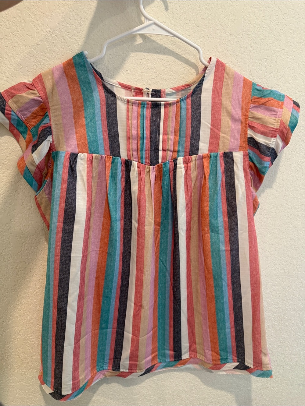 Girls' Multicolor Stripe Short-Sleeve Top